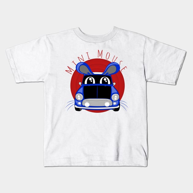 Funny mini mouse cartoon car design Kids T-Shirt by kamdesigns